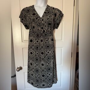 Elegant Black, Grey and Tan Patterned Dress